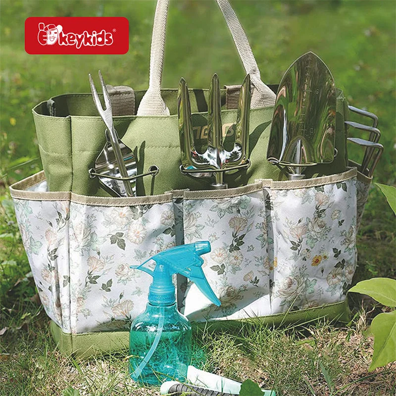 9-Piece Kids Garden Tool Set with Storage Tote Bag - Complete Including Shovels,Rakes, Gloves, Sprayer and Pruner W10L145